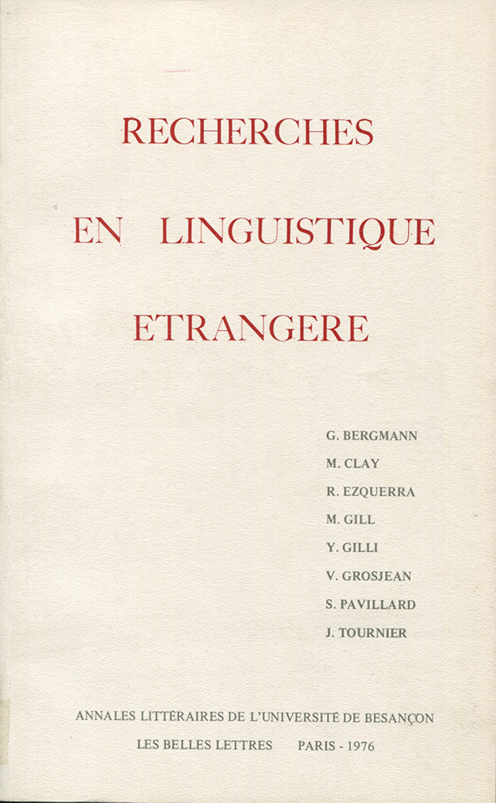 Recherches en linguistique étrangère III