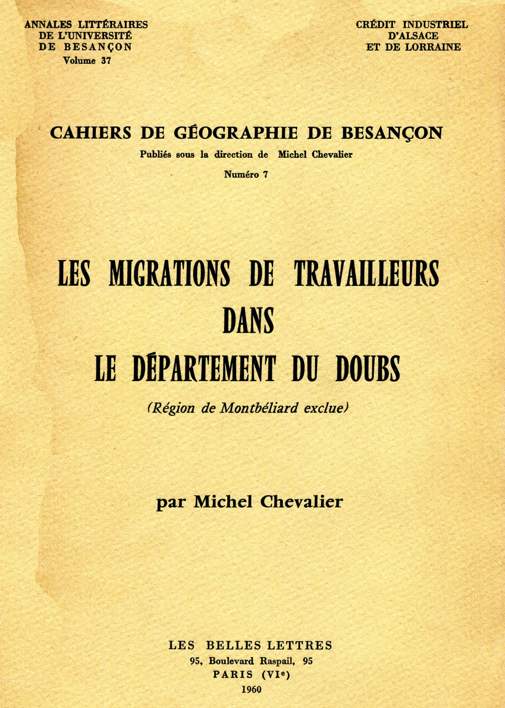 Les migrations de travailleurs dans le département du Doubs (région de Montbéliard exclue)