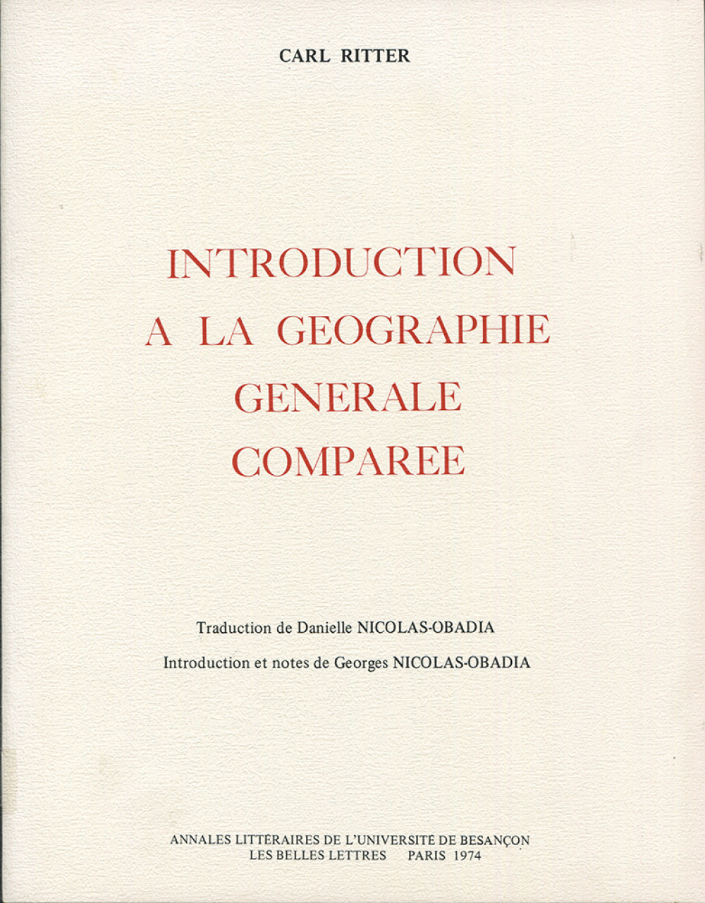 Introduction à la géographie générale comparée