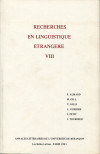 Recherches en Linguistique Etrangère XVIII