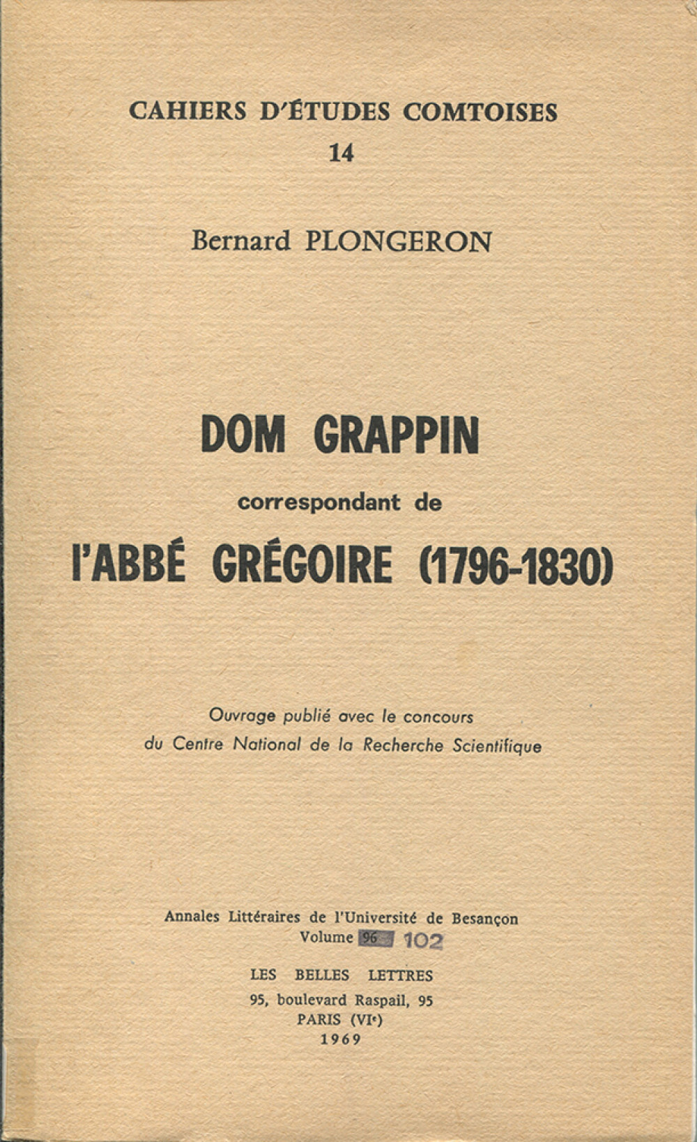 Dom Grappin correspondant de l'abbé Grégoire (1796-1830)