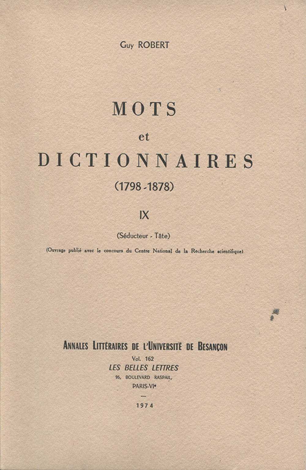 Mots et dictionnaires IX (1798-1878)