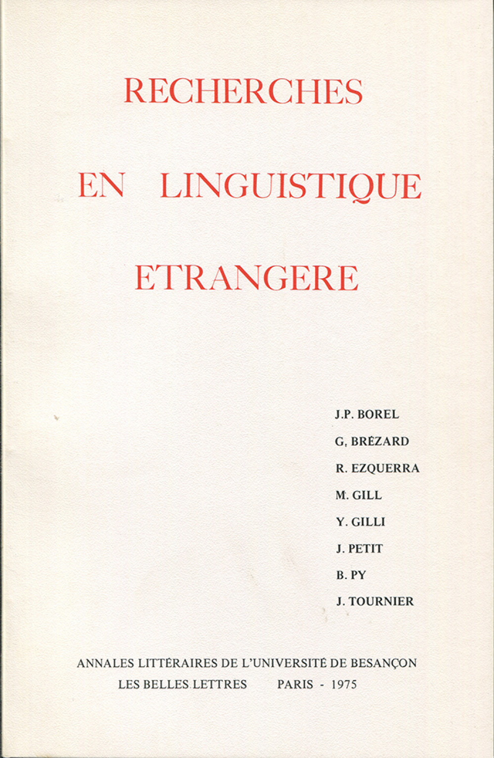 Recherches en linguistique étrangère II