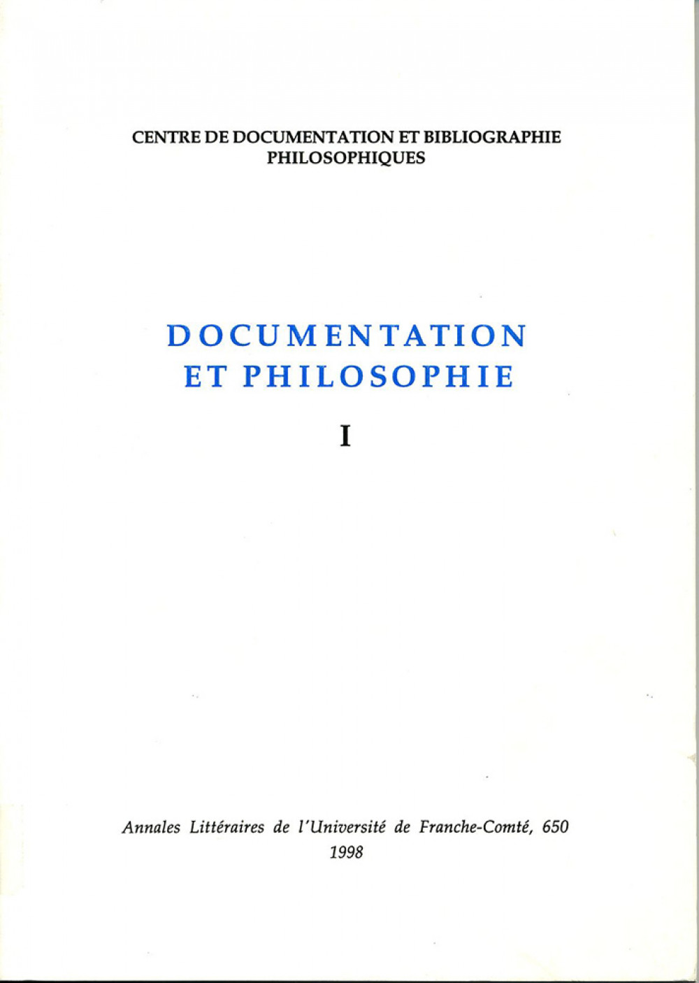 Documentation et philosophie I