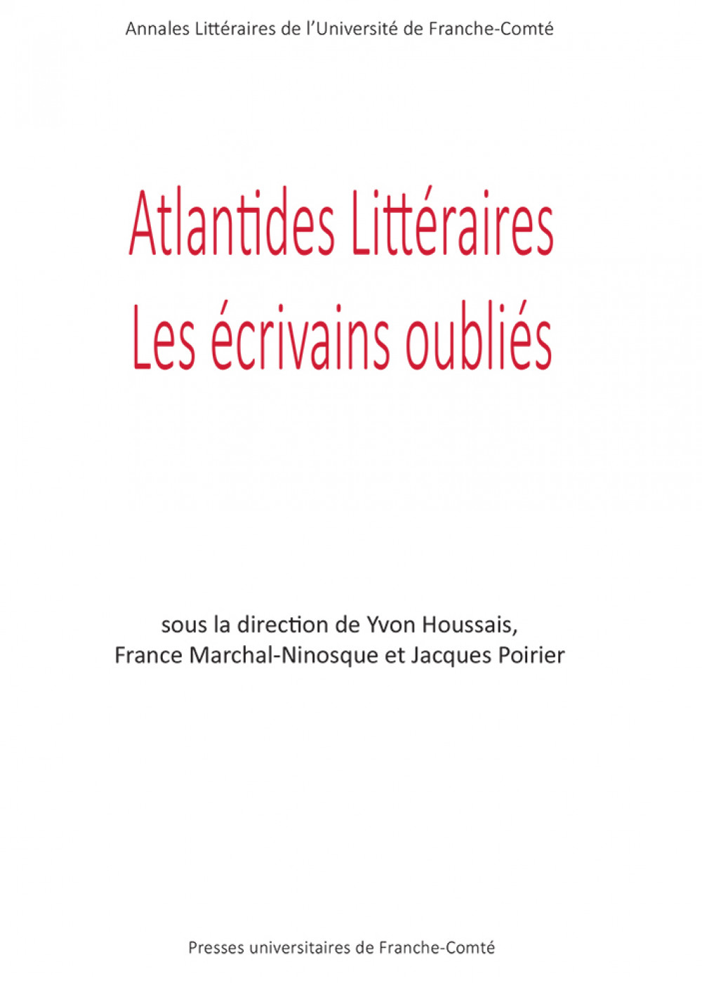 Couverture Atlantides littéraires