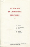 Recherches en linguistique étrangère XI